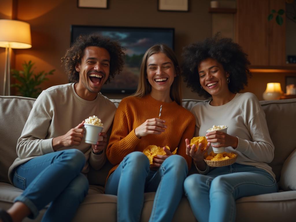 Friends enjoying entertainment together